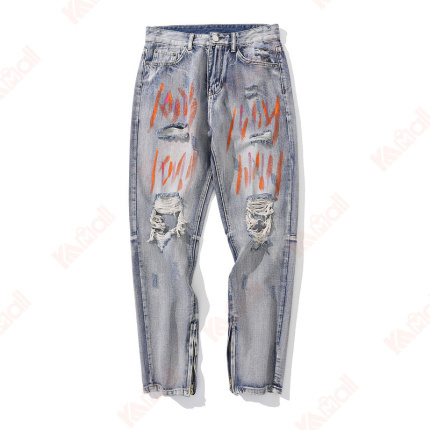 loose ripped jeans pencil pants
